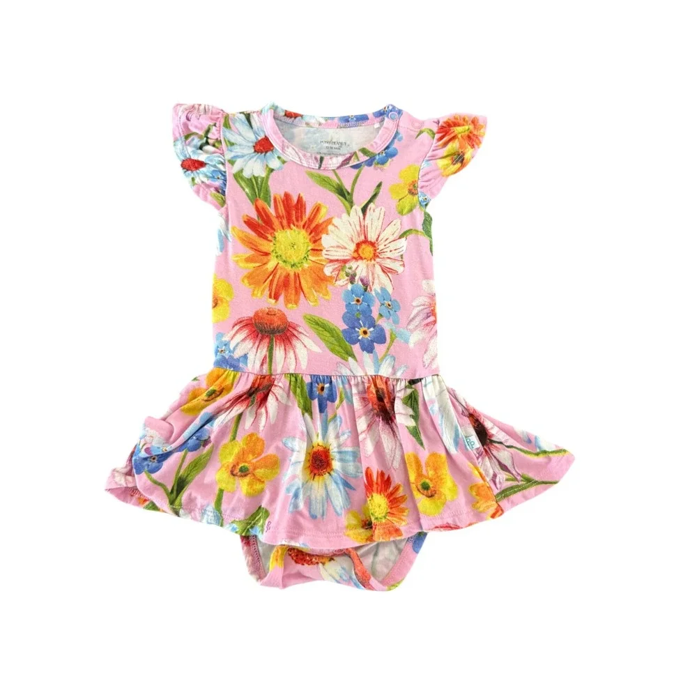Posh Peanut Kaileigh Ruffled Cap Sleeve Bodysuit Twirl Skirt Bamboo Sz 12-18 mth